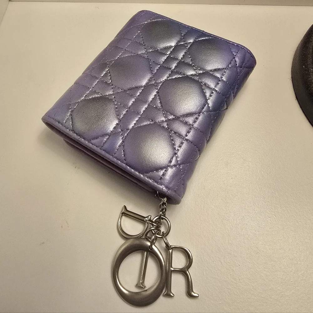 Rare Dior X Bunny Starling Colab Metallic Purple AURA Quilted Canaige Wallet